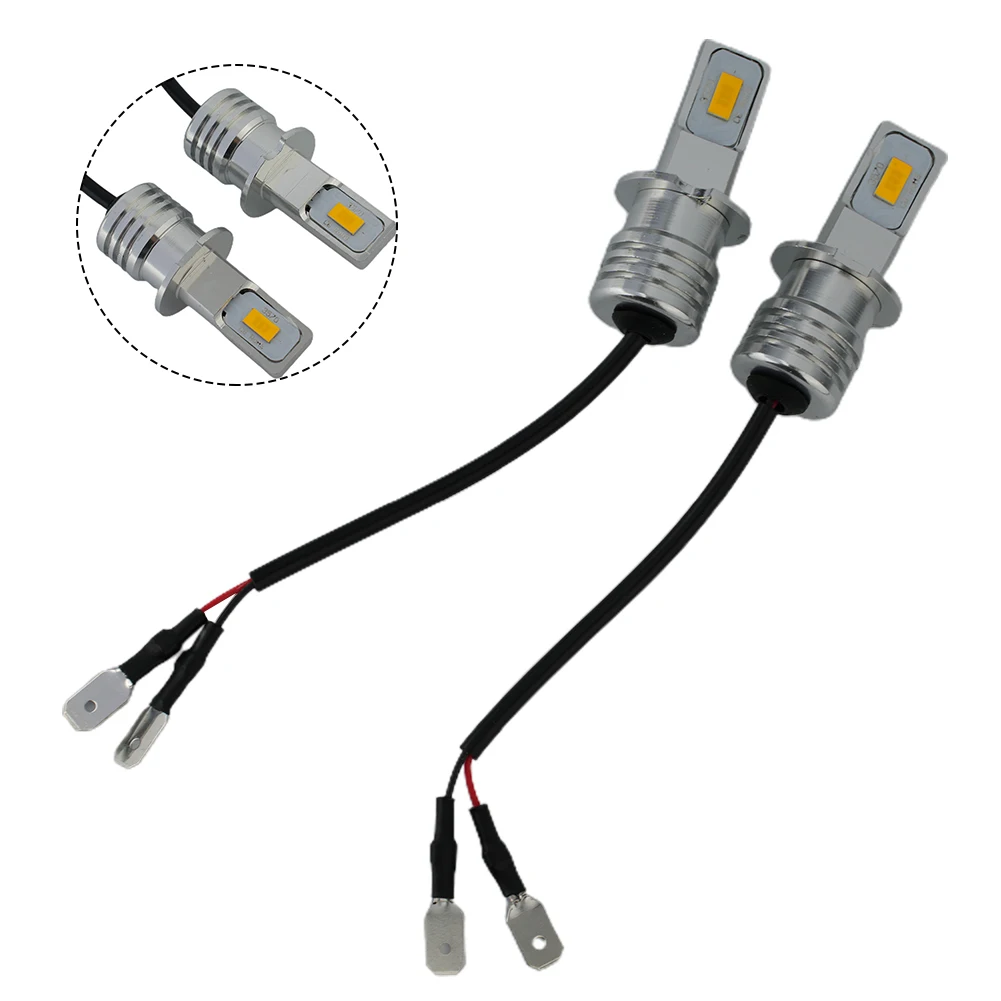 자동차 안개등 전구 변환 키트, 매우 밝은 H3 CSP LED 안개등 전구, 노란색 LED 헤드라이트, 55W, 6000LM, 3000K