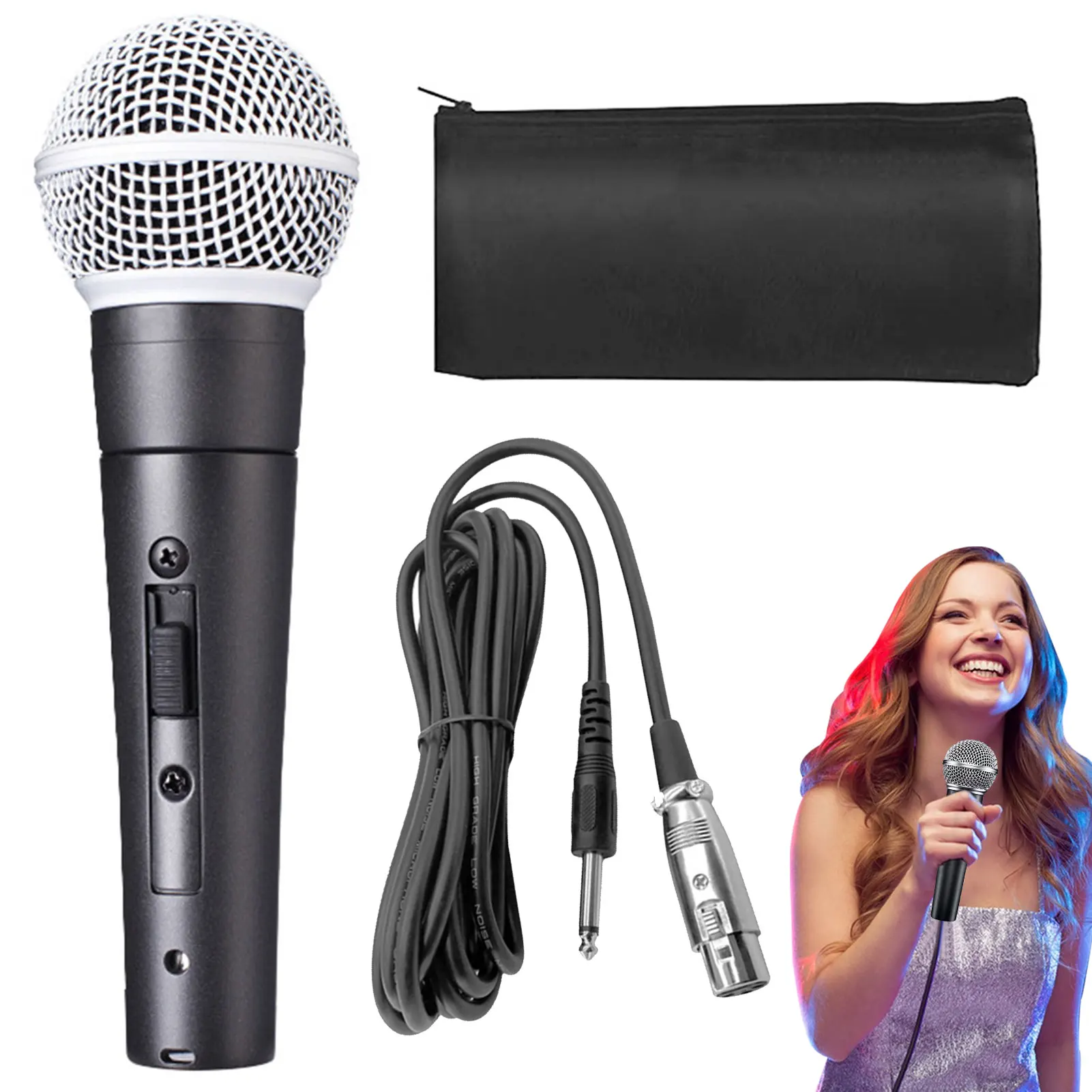 Music Vocal Microphones Professional Microphone Metal With Audio Cable