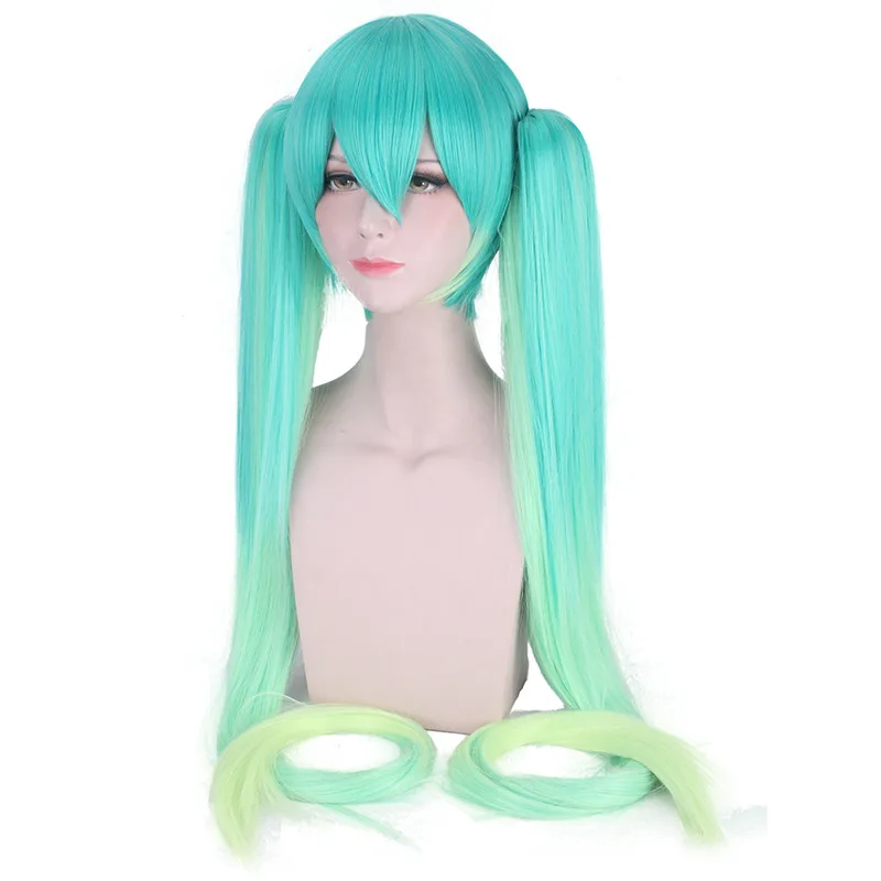 Anime Miku Cosplay Vocaloid Miku Cosplay Wig Anime Racer Miku Blue Long Dream Gradient Hair Color for Girls Woman Vehicle Race