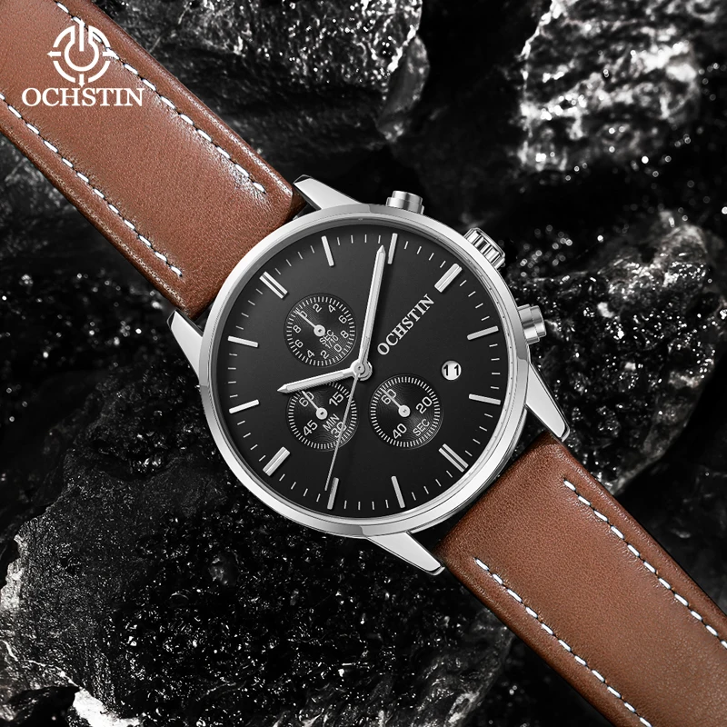 Ochstin Promotional 2024 Pilot Series Simple and Comfortable Automatic Multi functional Quartz Movement Men's Quartz Watch