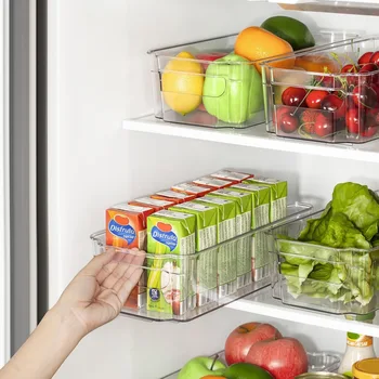 HOOJO Refrigerator Organizer Bins - 8pcs Clear Plastic Bins For Fridge, Freezer, Kitchen Cabinet, Pantry Organization 5
