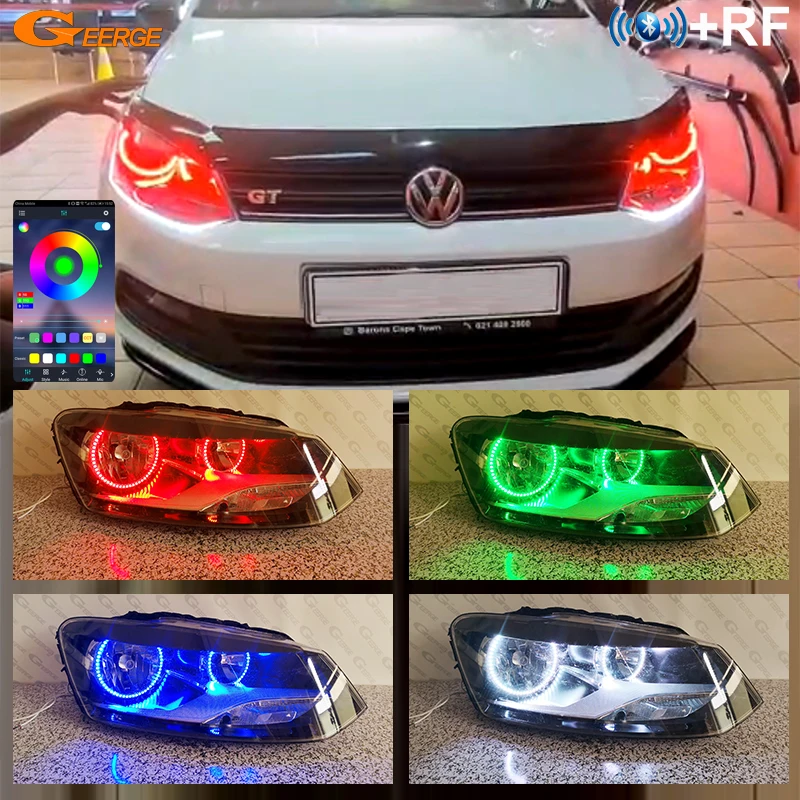  Para Volkswagen Vw Polo 6r 6c Vento Rf Remote Bluetooth App Multi Color Ultra Bright Rgb Led Angel Eyes Kit Halo Rings