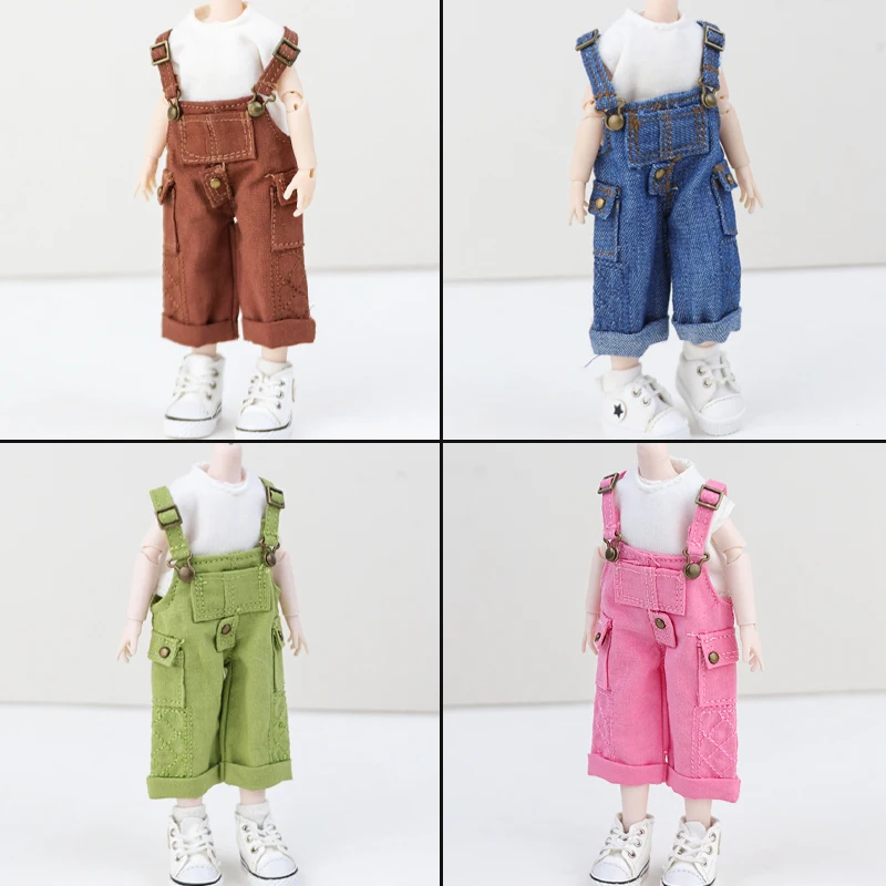 Ob11 Puppe Kleidung Mode Tops Jeans Denim Overalls Nette Multi-farbe Arbeiten Im Freien Hosen Für 1/12 Bjd Puppen zubehör – Detail 9