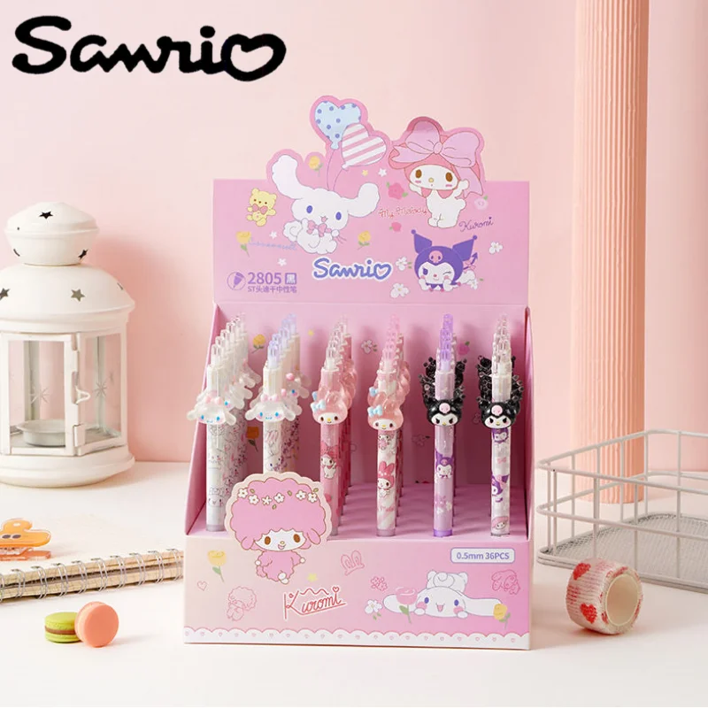 

Sanrio New Anime Peripheral Kawaii Cute Cartoon Cinnamon Roll My Melody Kulomins Black Gel Pen Creative Press Pen Gift Wholesale