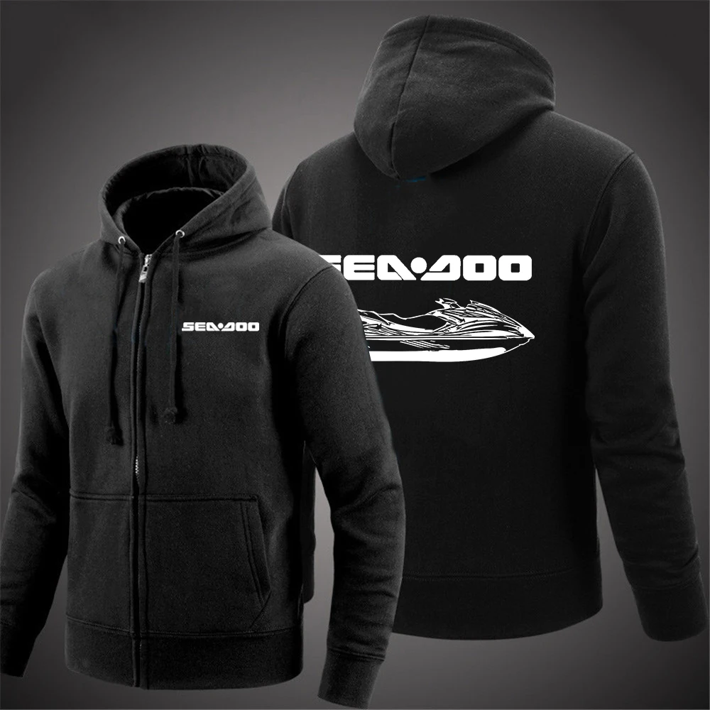 

Sea Doo Seadoo Moto мужская новая весенняя однотонная куртка с капюшоном на молнии из хлопка с длинным рукавом повседневные толстовки пуловеры Топы