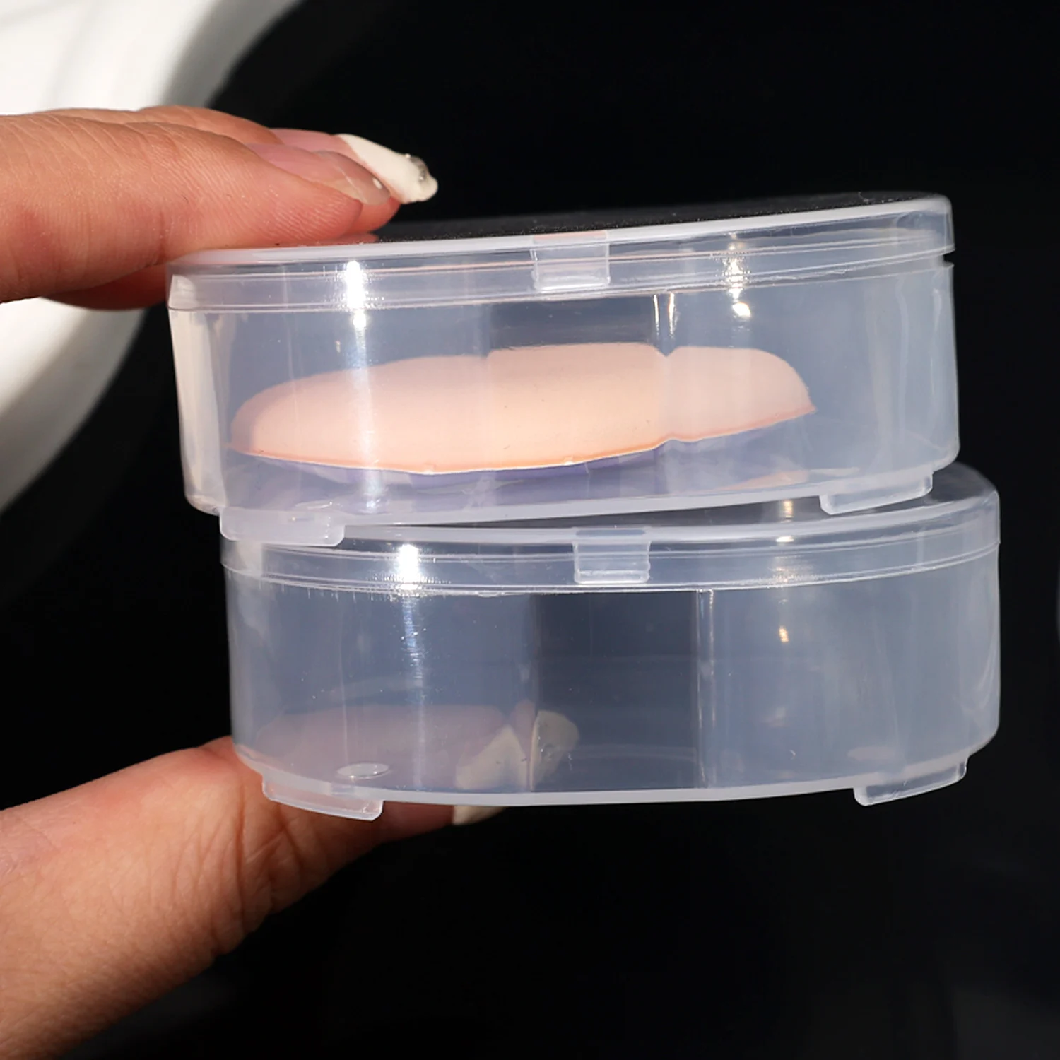 Transparent Plastic Square Storage Case for Makeup Powder Puff