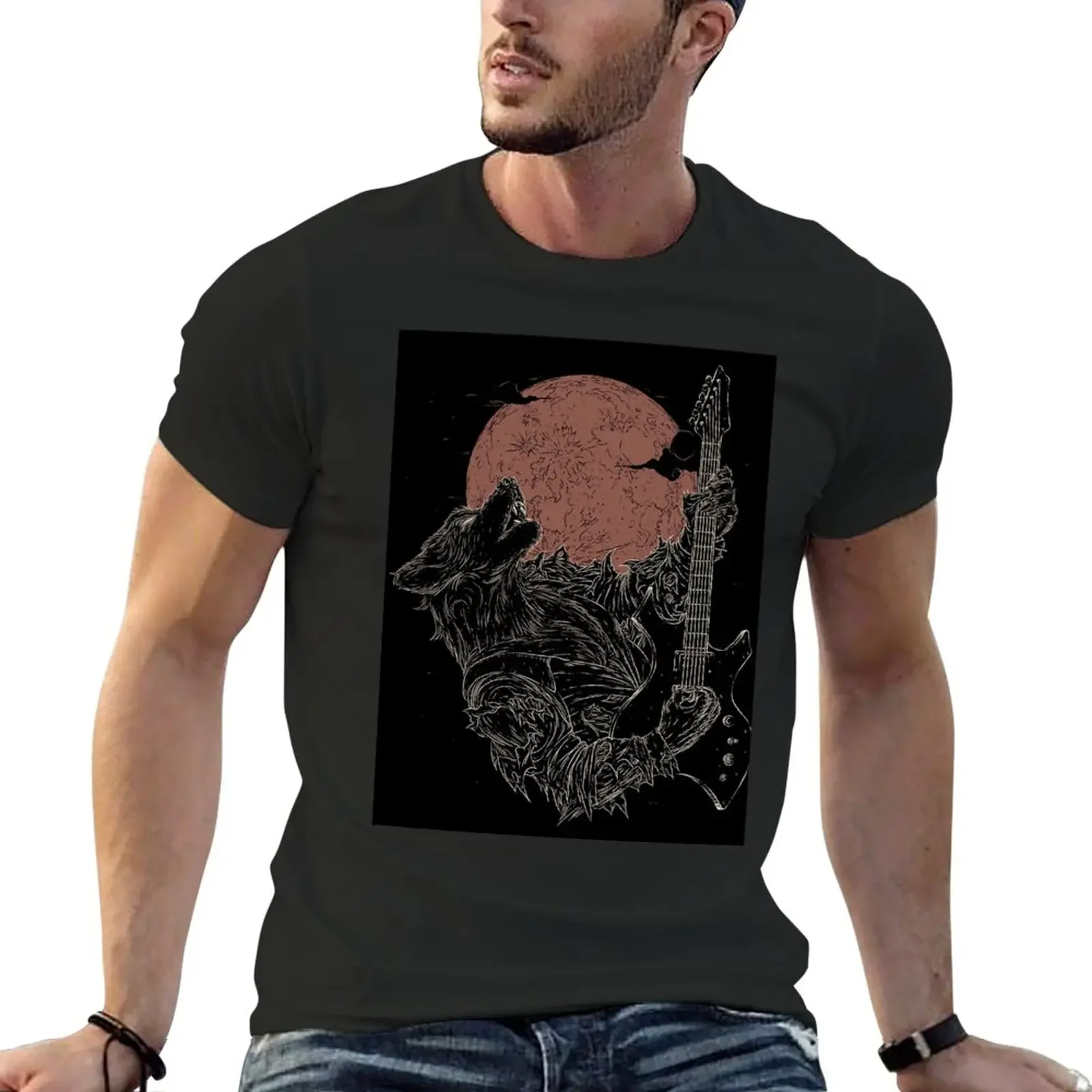 

Wolf Guitar Art T-Shirt sublime blacks t shirt men