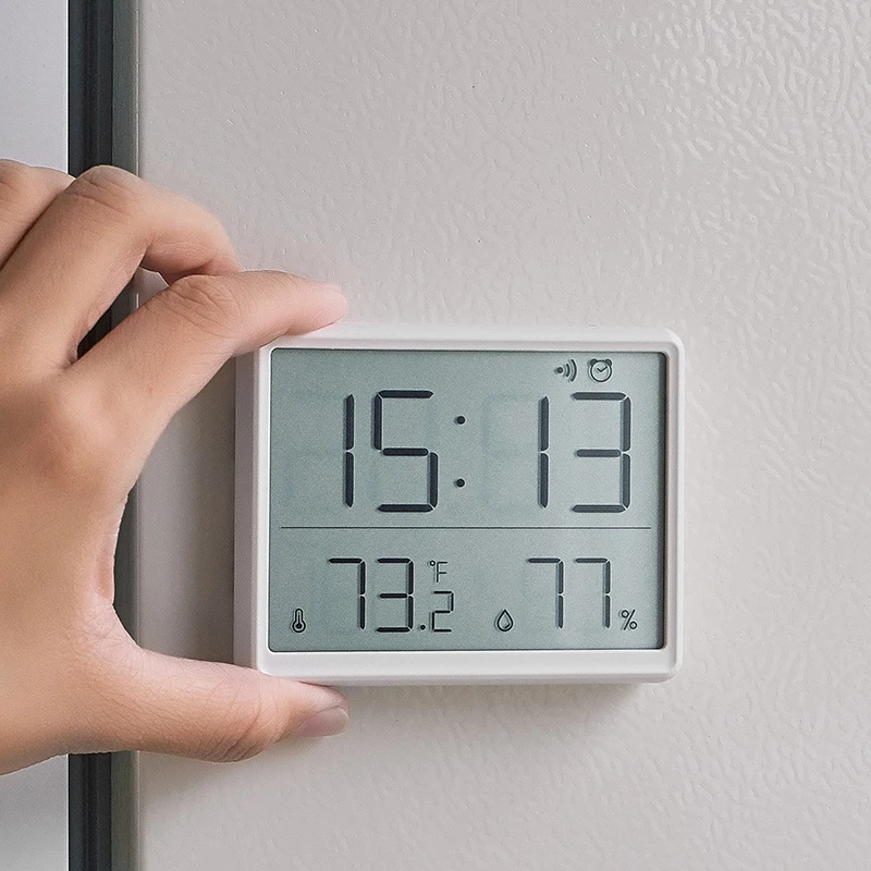 Ultra Thin Digital Alarm Clock with Large LCD Screen and Hygrometer