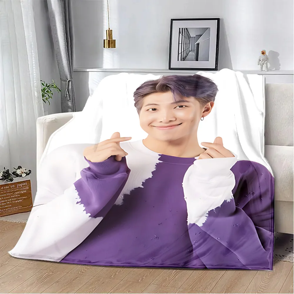 Cartoon Printed Blanket B-BT21S Picnic Blankets Warm Blanket Soft and Comfortable K-Kim NamS JoonS Home Travel Birthday Gift 5