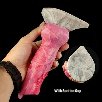 YOCY Gray Meat Color Knot Dildos Fantasy Anal Sex Toy With Sucker Silicone Soft Butt Plug Realistic Wolf Dildo Erotic Sex Shop 2
