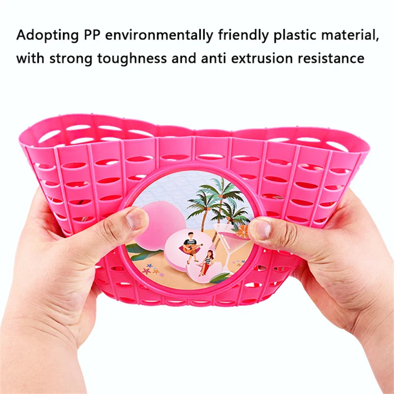 Kids Bicycle Front Handlebars Bags Waterproof Plastic Bike Panniers for Boy Girl Cycling Generic Bike Basket Set with Stickers bike bag bicycle bag bicycle basket bike accessory tools storage bag