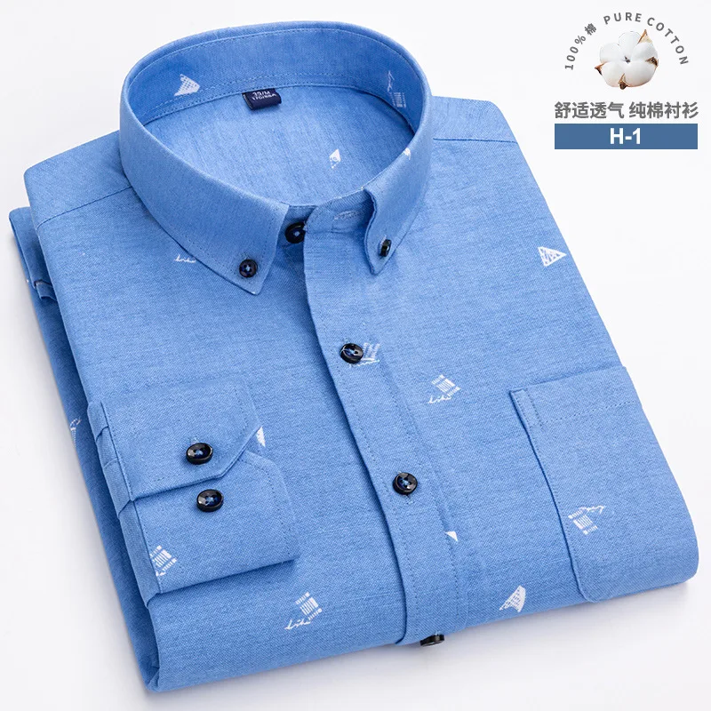 

The New Cotton Men's High Quality Fashion Shirts With long Sleeves No-iron Stripe Youth Business Casual Cultivate One's Morality