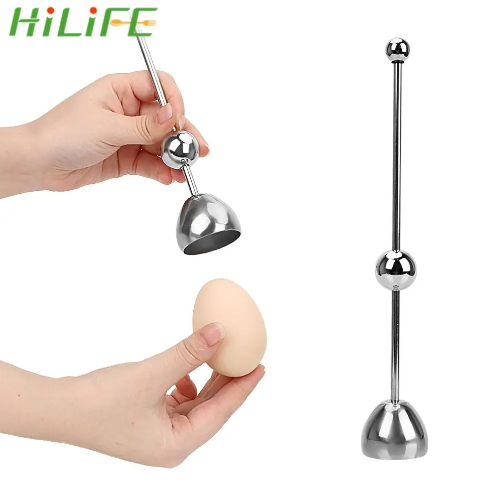 HILIFE Raw Egg Cracker Separator Egg Knocker Opener Boiled Egg Topper Shell Top Cutter Stainless Steel Kitchen Gadgets Egg Tools