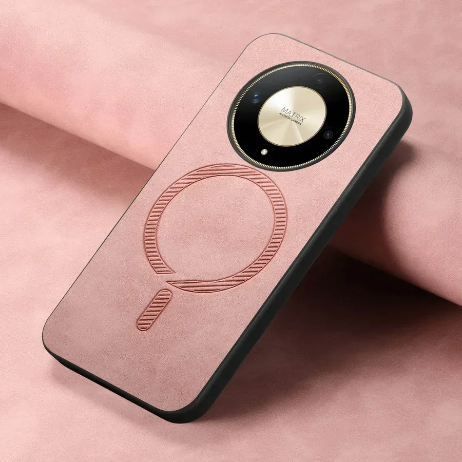 Luxury Leather Magnetic Smart Case for Wireless Charging - For Honor