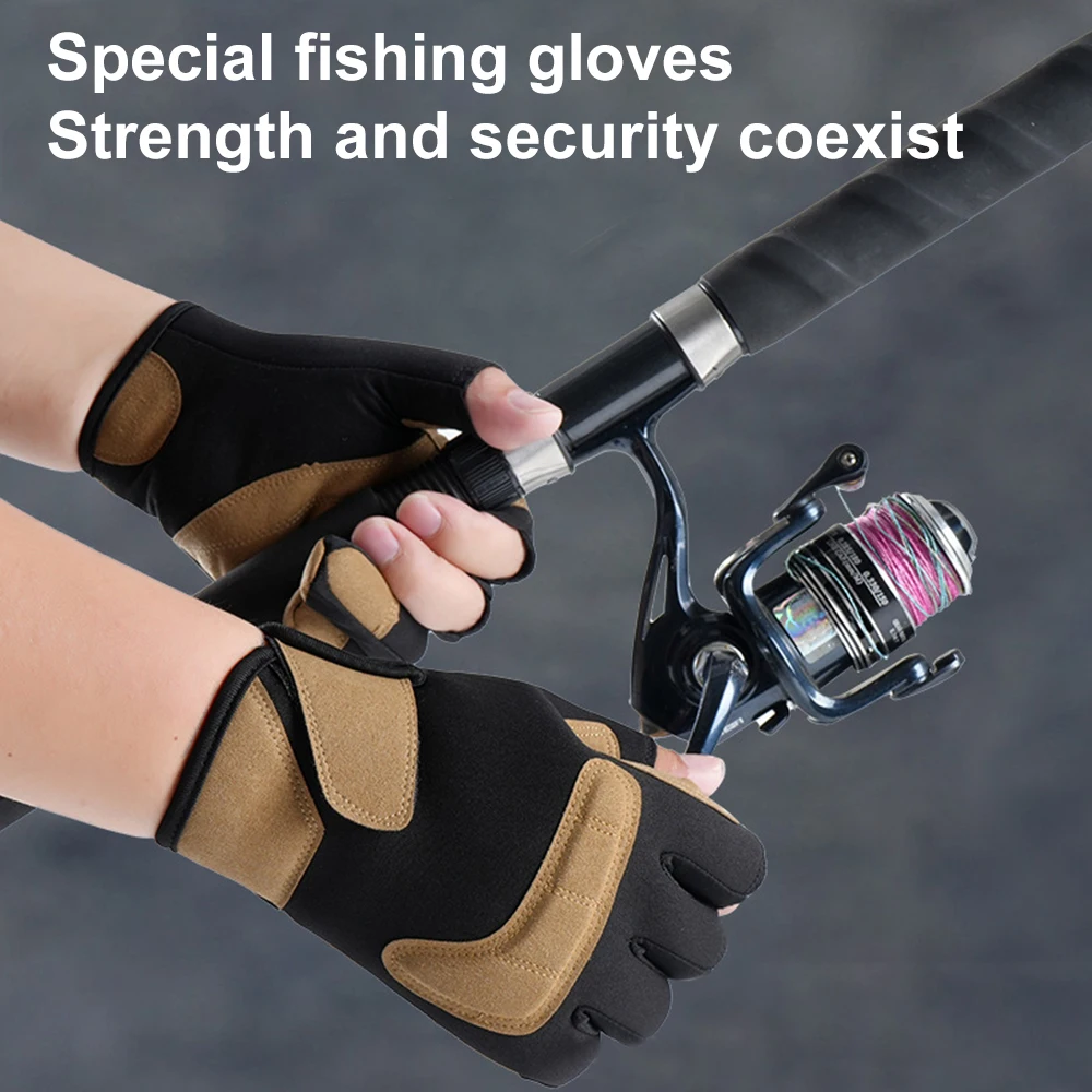 Fishing Gloves 3 Cut Fingers Non-slip Cycling Gloves Outdoor Sports Breathable Anti-cut Work for Men Women 1 Pair