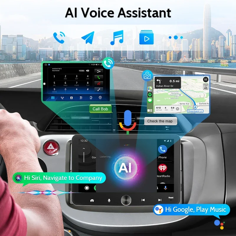 Android 7-inch rotary knob car radio 1 Din CarPlay Android car multimedia player Bluetooth WiFi FM receiver suitable for variou