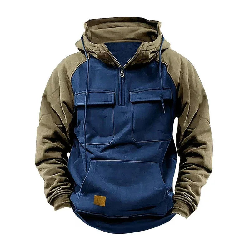 Men's Winter Warm Fleece Hoodie Jacket – Thick Zipper Patchwork