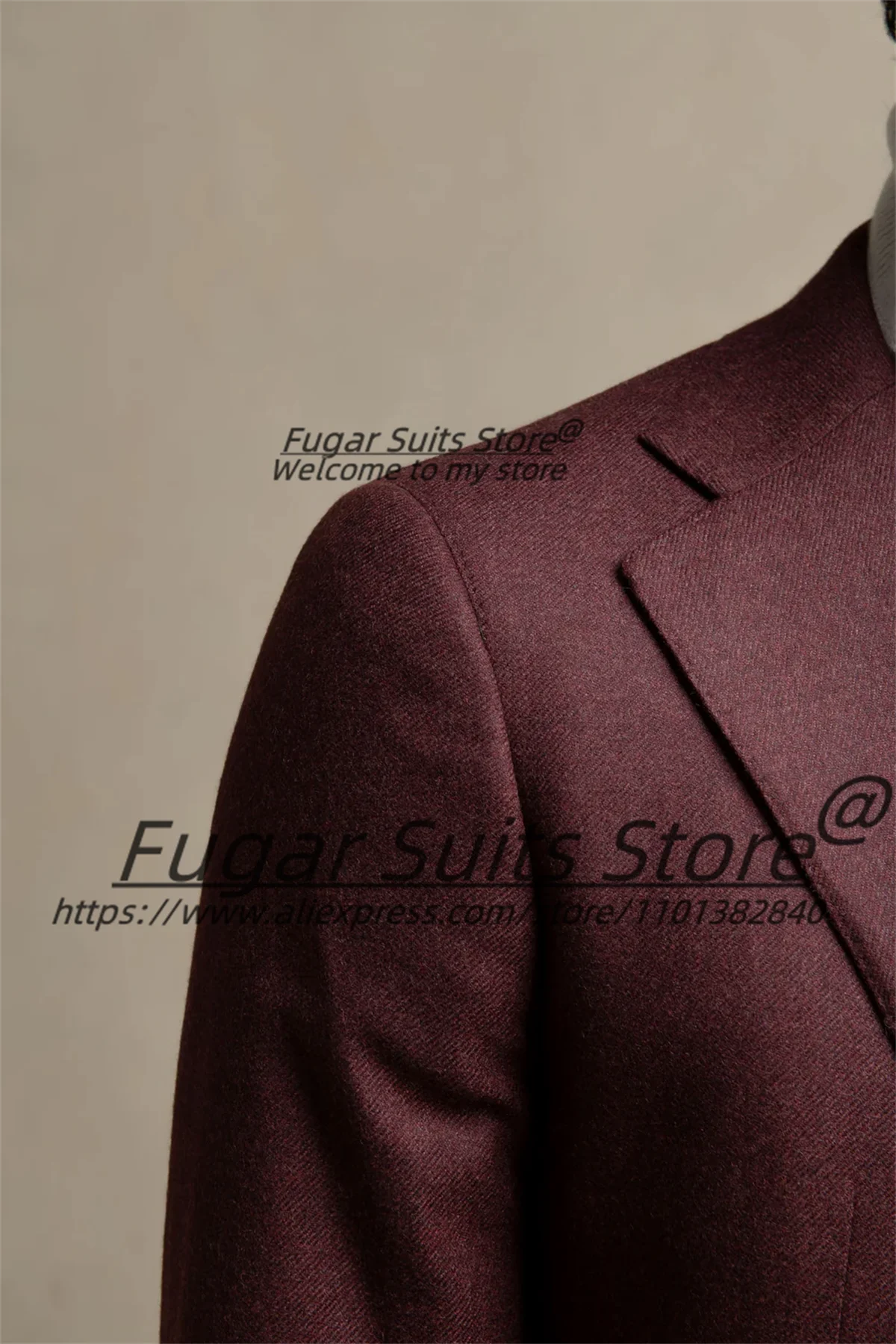 Casual wine red Party Men Suits Slim Fit Notched Lapel Best Man Tuxedos 2 Pieces Sets Handsome Male Blazers trajes para hombre