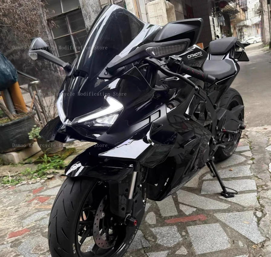 CFMOTO 675SR SS 개조 블랙 나이트 윈드쉴드, 디플렉터, 사이드 윙, 에어 디퓨저, 립, 리어 혼, 바디 키트, 포스트 카발 크레스트