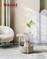 VASAGLE-Petite table basse ronde avec panier, table de salon en tissu 6