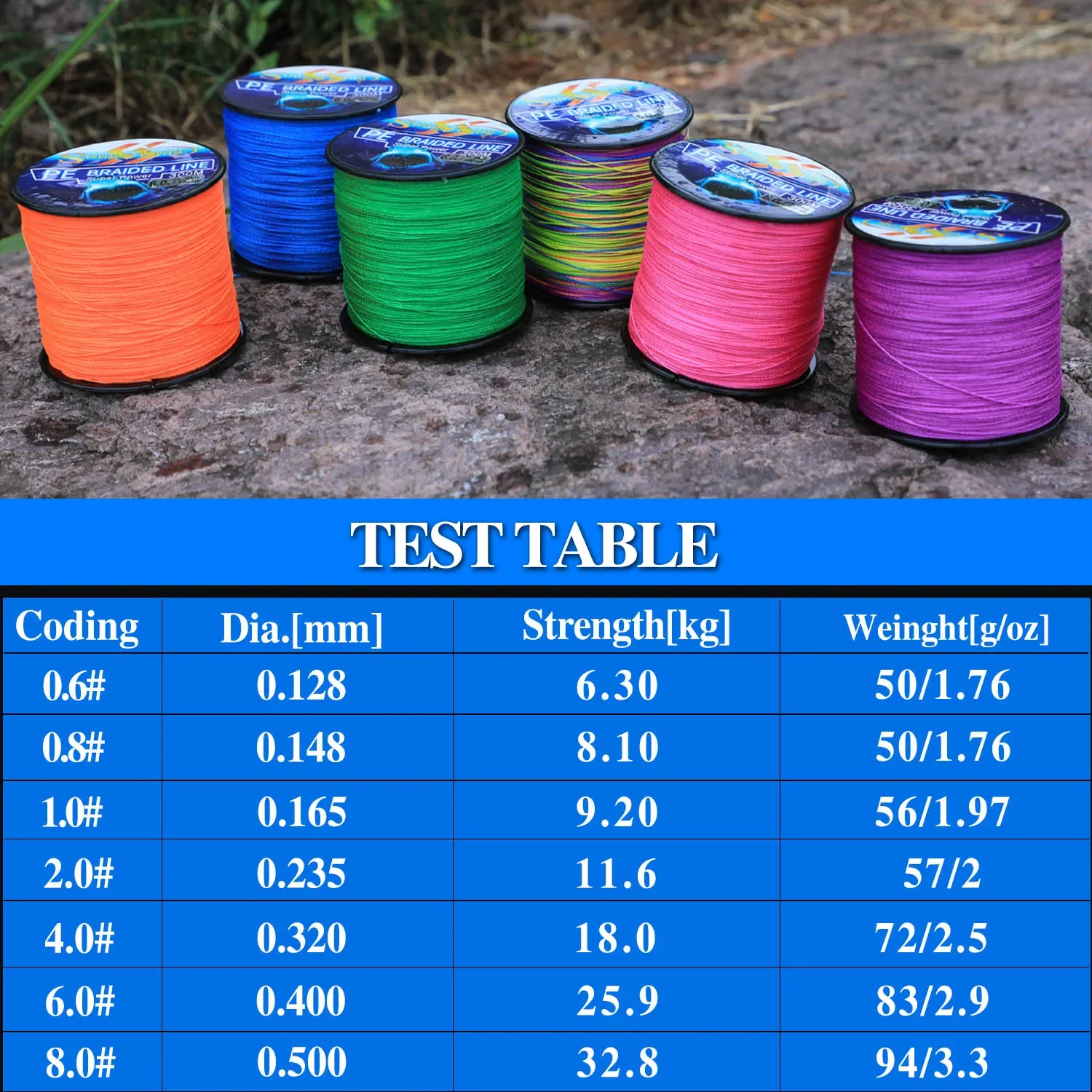 Sougayilang 4 Strands Braided Fishing Line 0.6-8.0# 300M PE Fishing Line 6.3-32.8kg Multifilament Fishing Line Smooth Pesca 4