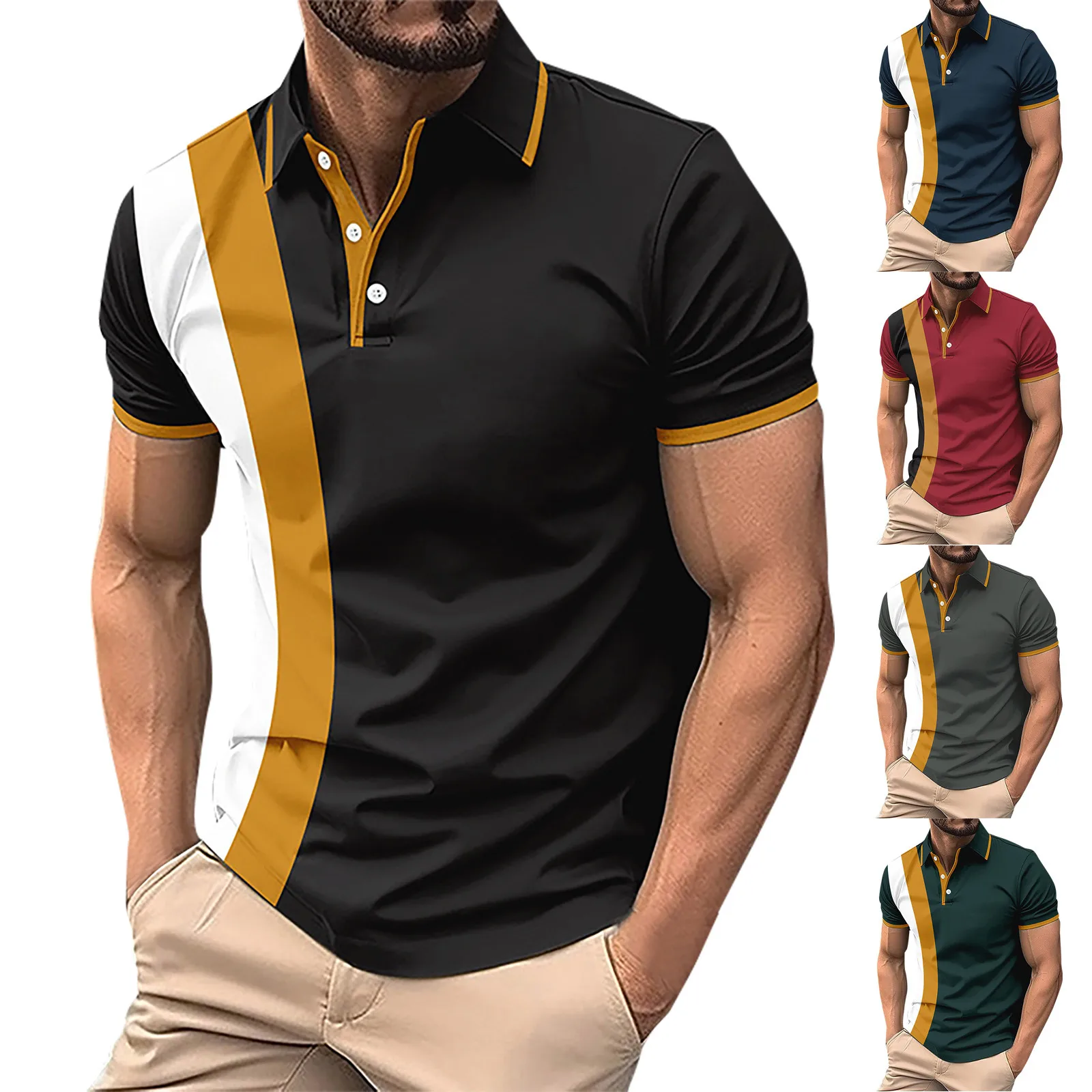 

Men's Summer Leisure Culture Breathable Short Sleeved Shirt New Fashionable Versatile Simple Printed Pollover ropa hombre