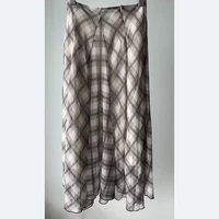 Flowing Check Midi Skirt 2026 Spring Summer New Retro Long Skirt Seaside Holiday Casual Brown Women Clothing - Image 2