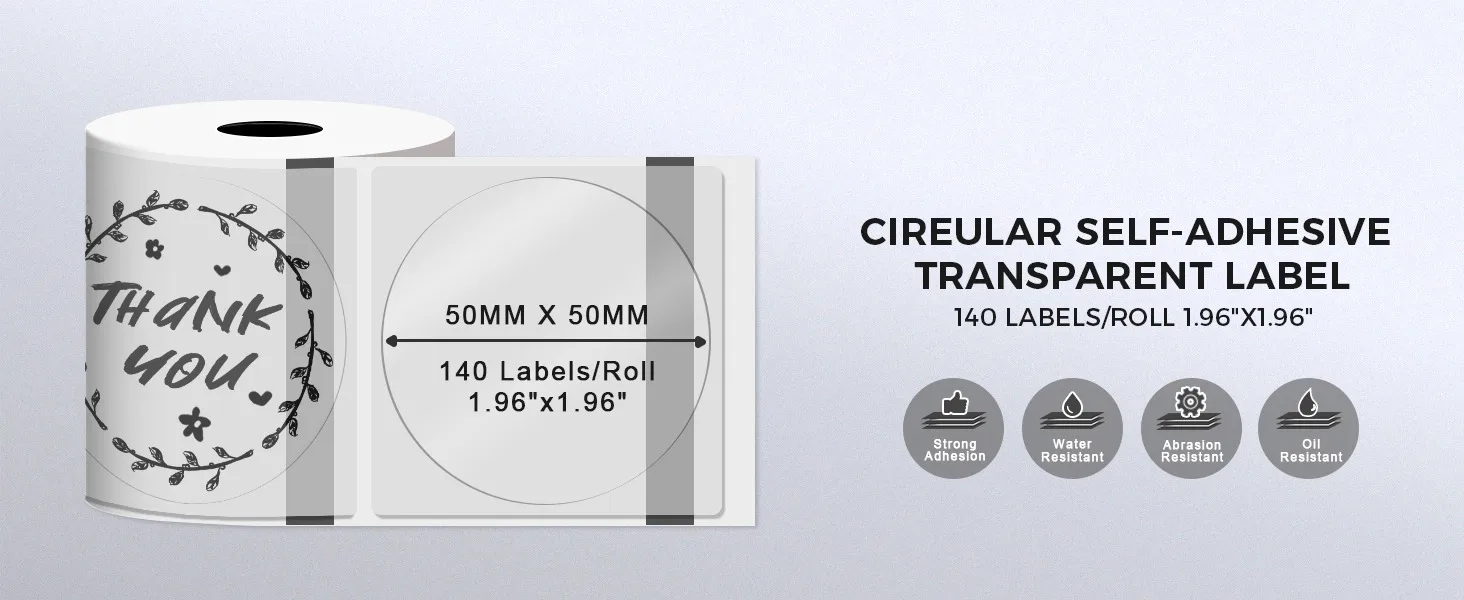 Original M110 M220 transparente Thermoetiketten – 1,57 x 2,36 Zoll (40 x 60 mm), transparente, wasserfeste Etikettennachfüllungen, kompatibel mit Phomemo M110 – Detail 5