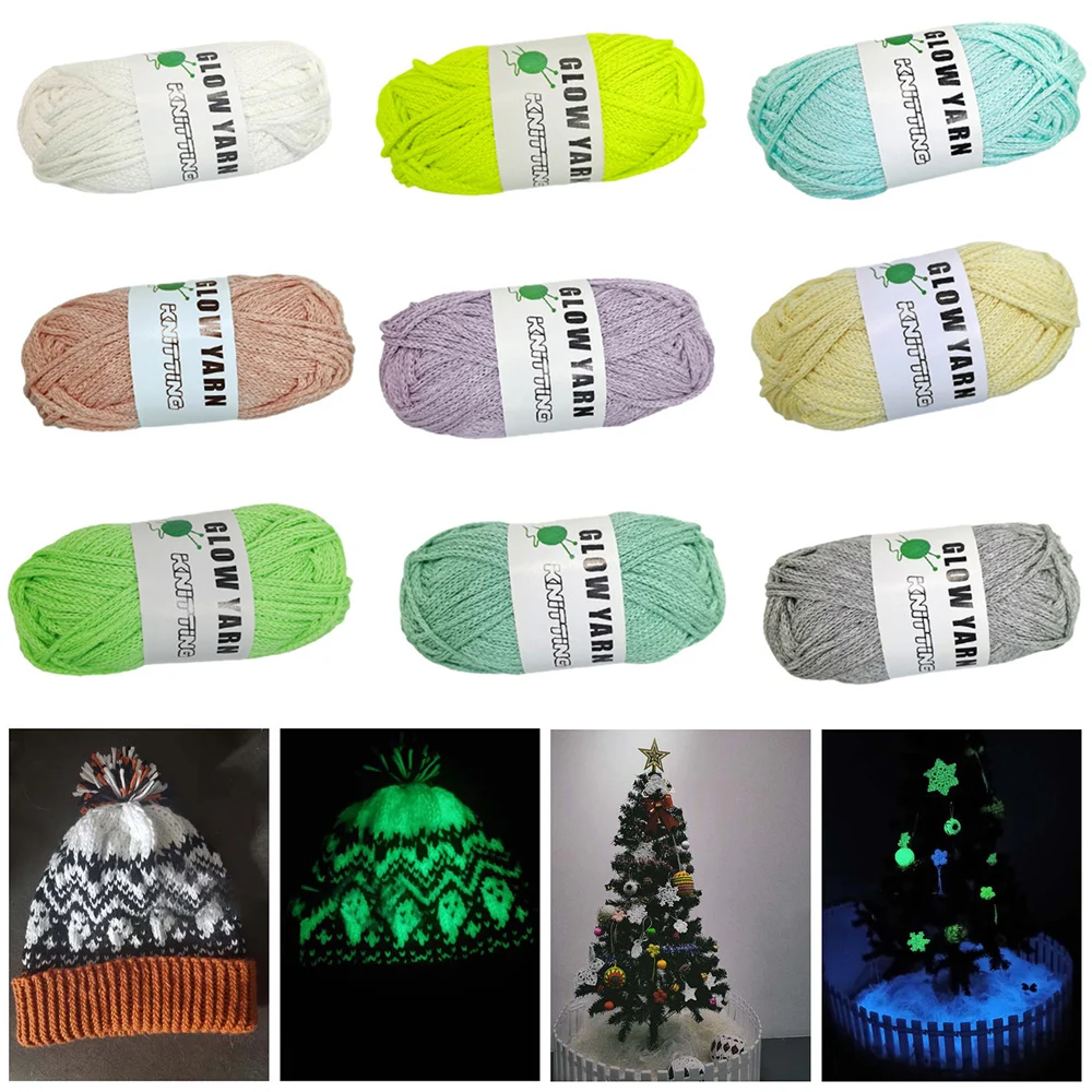 Functional Luminous Yarn Knitting Wool Yarn Glow In The Dark Luminous Cotton Yarn Crochet Sweater Hat Scarf Hand Knitting Tools 5