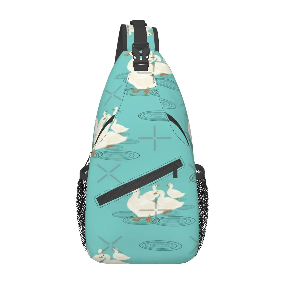 

Ducks Playing In Puddles Chest Bag Holiday With Zipper Mesh Bag Travel Nice gift Customizable