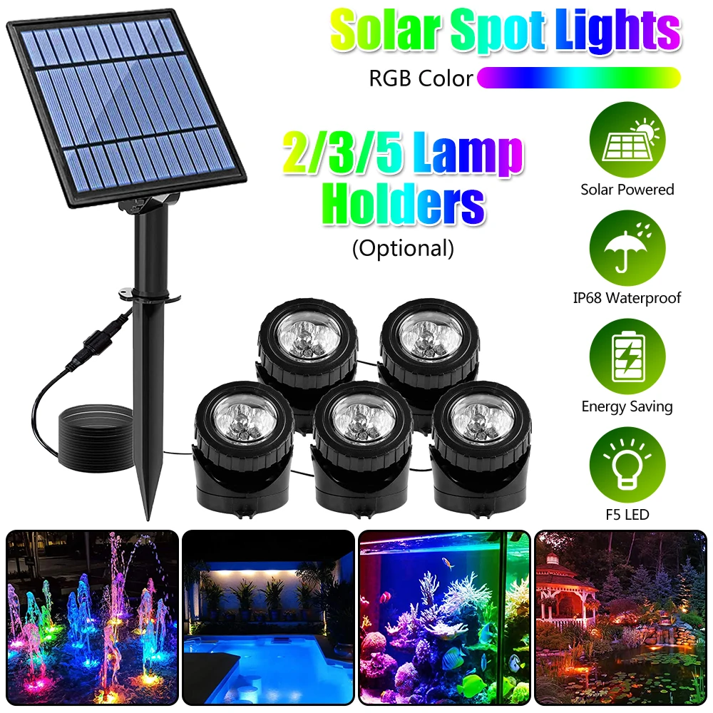 Solar power LED underwater spotlights RGB color lights for festival lighting outdoor lighting and decorative lighting fixtures