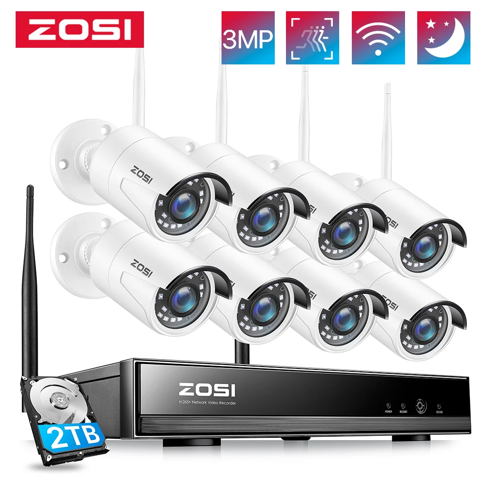 Zosi 5mp Camera ZOSI PoE Überwachungskamera Set 4MP 8CH 2TB 5MP H265+NVR 30M IR Zosi Security Camera 8ch