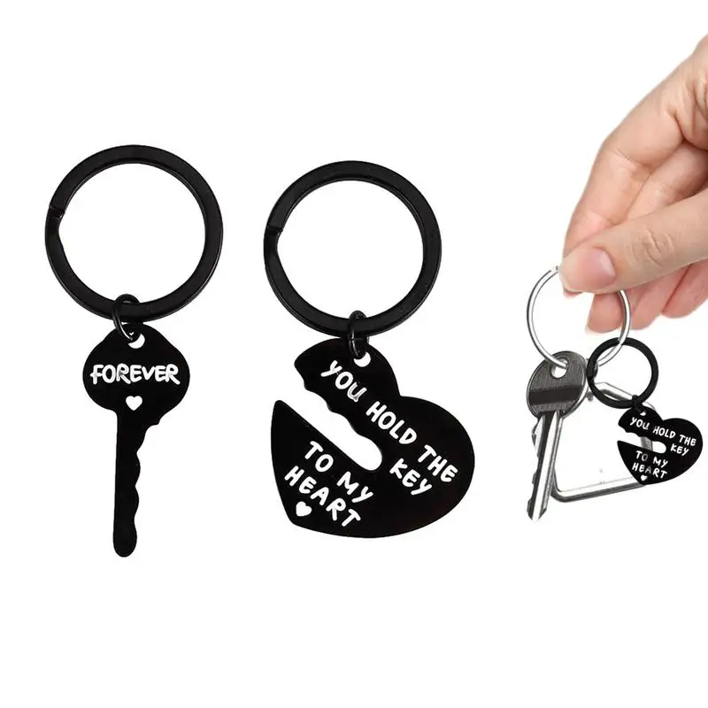 

Stainless Steel Couple Lovers Love Key Chain You Hold The Key To My Heart Forever Letter Heart Key Matching Keychain Keying