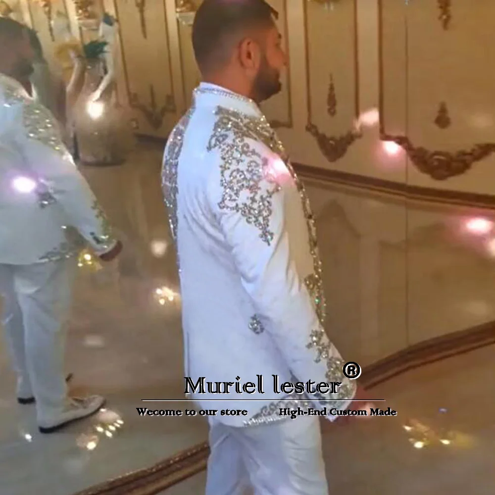 Exclusive Suits Men For Wedding Tailor-Made Sparkly Embroidered Prom Blazer Groom Wear Tuxedo Male Fashion 3 Pieces Set Clothing 3