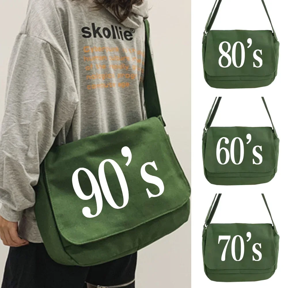 2023 Shoulder Bag Simple Women Canvas Messenger Bags Years Print Handbags Organizer Korean System Casual Postman Case Satchels