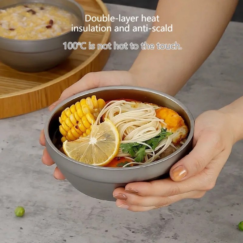 Ti-Artisan Titanium Double Layer Bowl Ultralight Portable Heat Insulation Anti-scalding Outdoor Camping Frosted Bowl Tableware