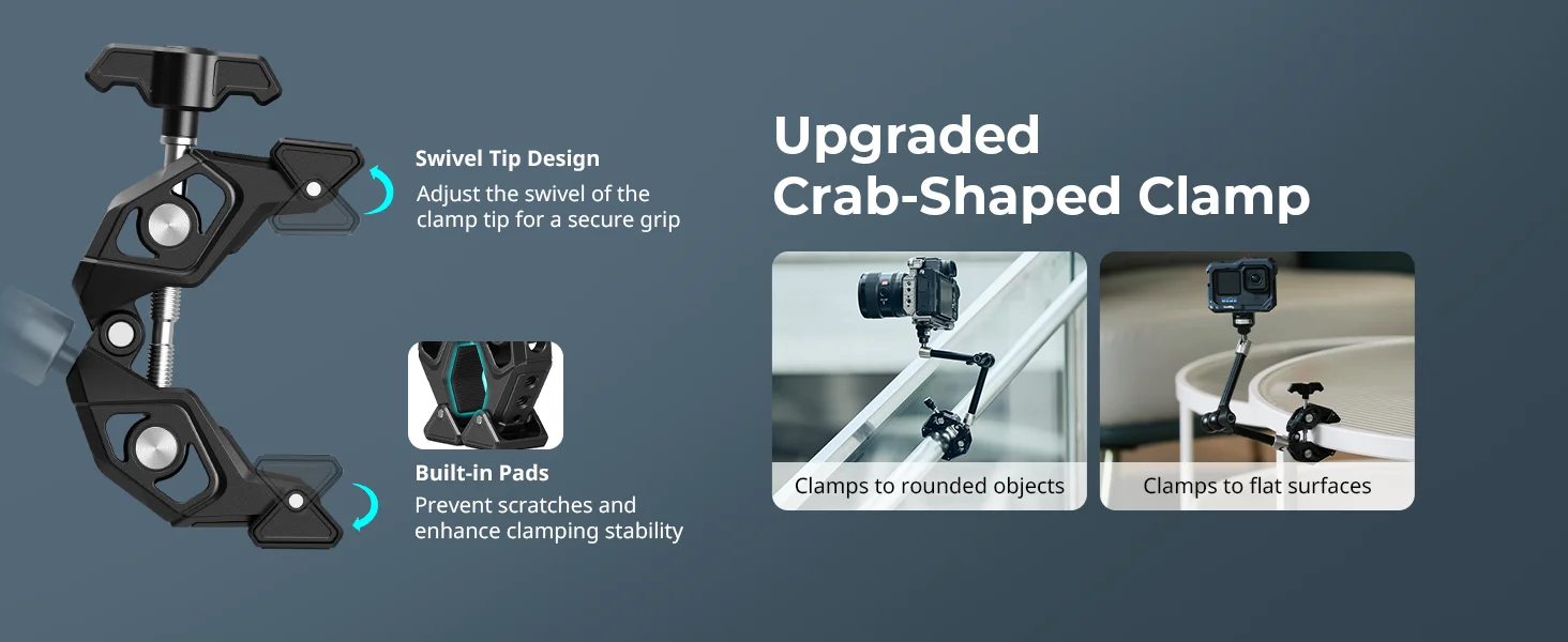 SmallRig Magic Arm mit krabbenförmiger Klemme, mit 1/4"-20 Schraube, Kugelkopf für 360 ° Anpassungen, für Actionkameras, Monitore -5312 – Detail 6