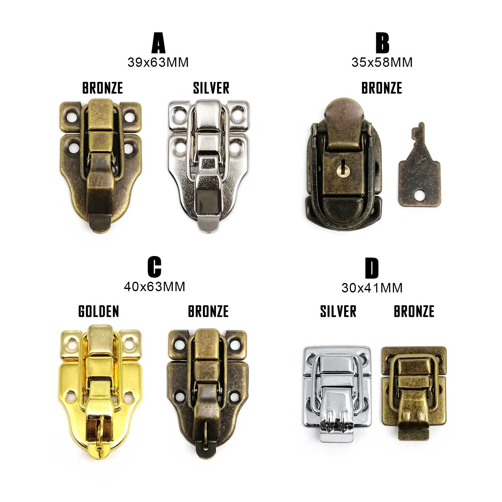 4pcs Bronze Jewelry Chest Wood Wine Box Gift Case Suitcase Trunk Toggle Catch Hasp Latch Lock Screw Toggle Latches Jewelry Box Hasp Decorative Latches