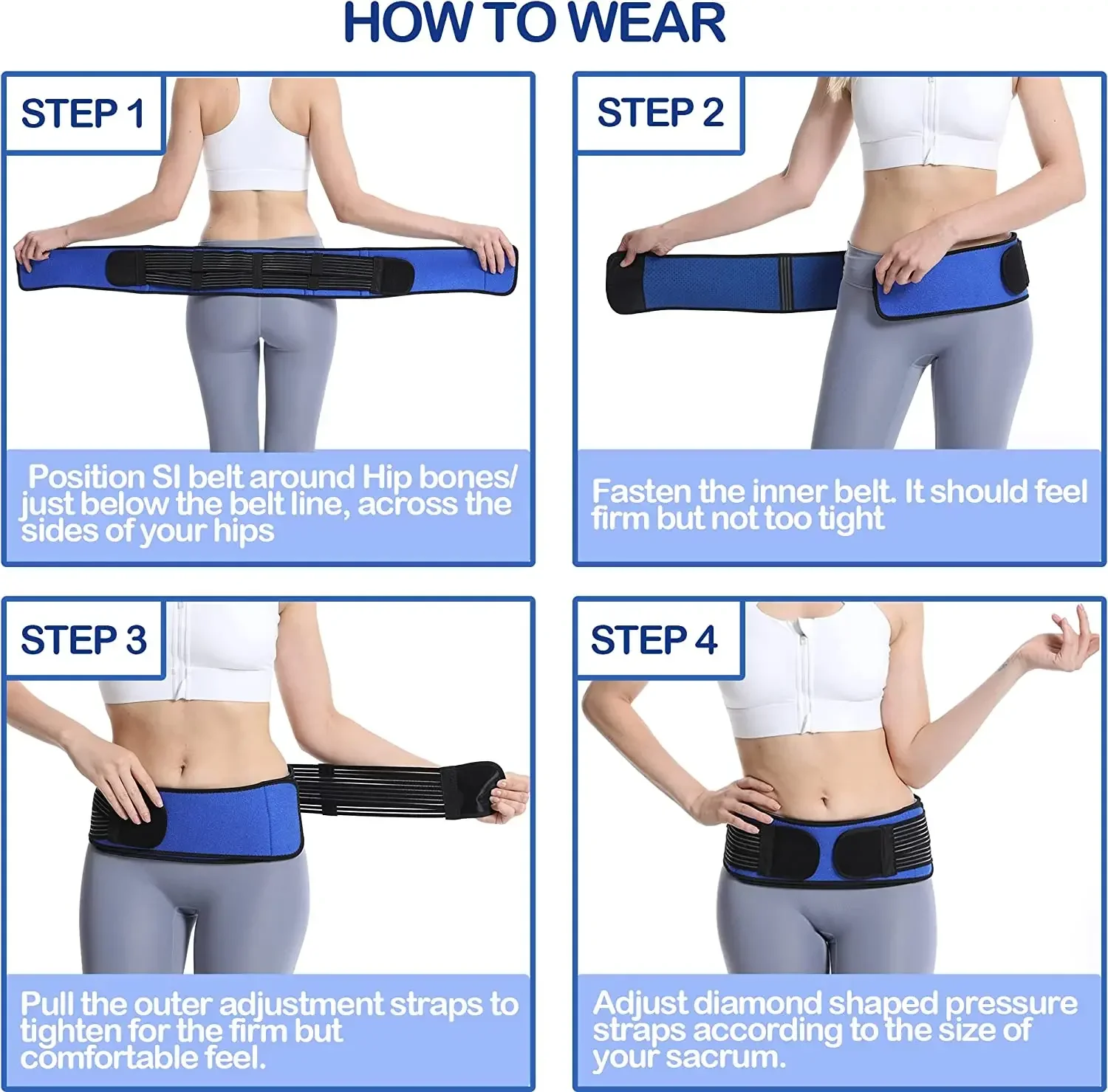 Waist Brace Sacroiliac Hip Belt Alleviates Sciatic Lower Back Pain Provides SI Joint Pelvic Support Nerve Compression