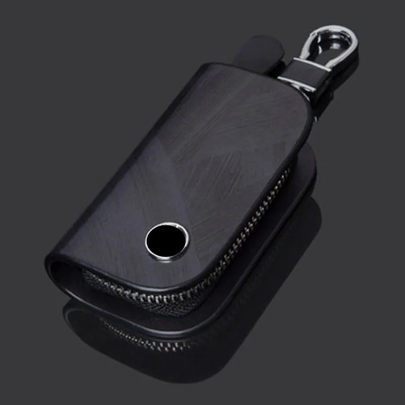 Leather Car Key Case Key Bag Cover Key Wallet Organizer For Universal Auto Key General Custom Logo Car Accessories Keychain