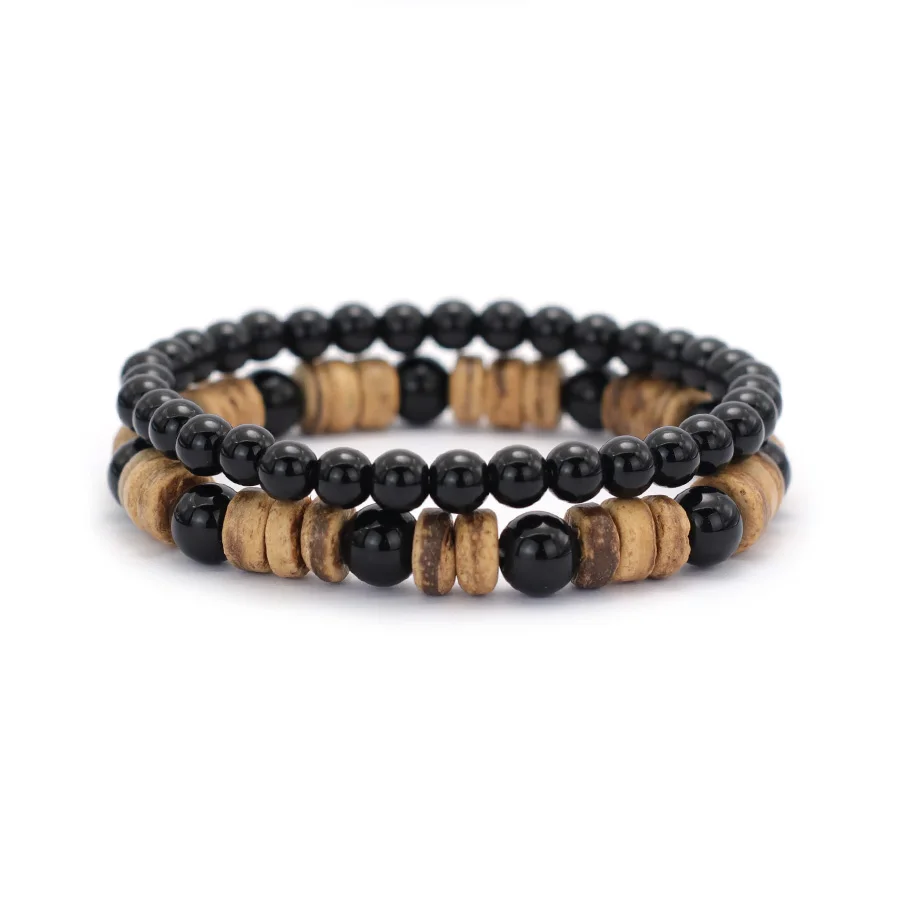 Noter Neue 2Pcs Männer Armband Set Handgemachte Natürliche Kokosnuss Schale Holz Brazalete Yoga Meditation Healing Armband Homme Pulseria – Detail 12