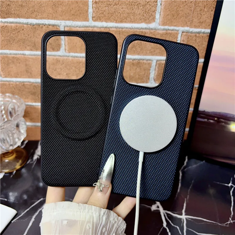 Luxury Carbon Fiber Pattern PU Leather + TPU Anti-Fall Wireless Charging Cover by ELVEV