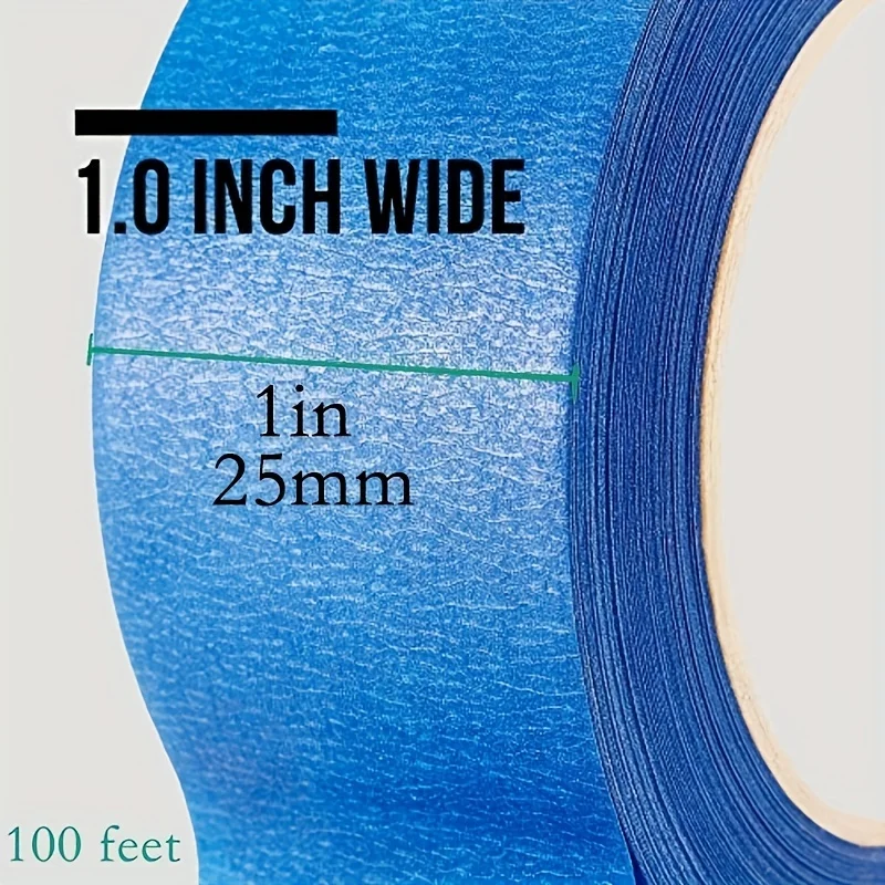 100 Fuß * 1 Zoll Blaues Malerband, 1 Zoll breit, Original Blaues Abdeckband in Großpackung – Detail 2