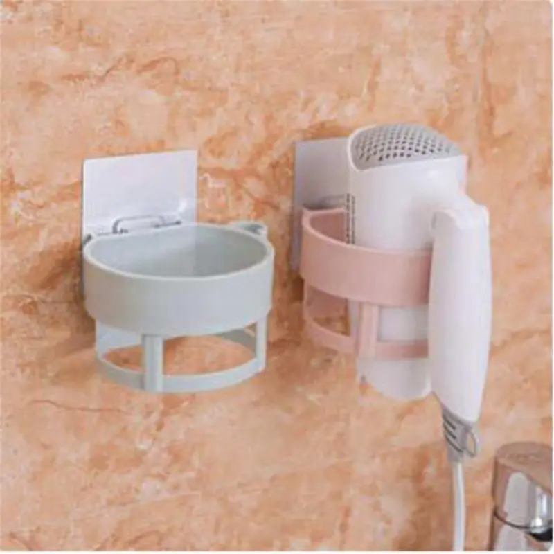 2024 New Abs Hair Dryer Holder Multifunctional Adhesive Hair Drier Organizer Seamless Bathroom Shelves Space Saver Storage Rack 2