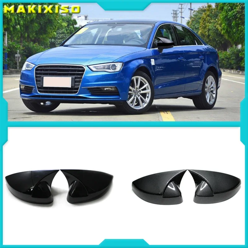 

2Pcs Side Car RearView Mirror Cover Caps For Audi A3 S3 RS3 8V TFSI TDI Mirror Tools Case Glossy/Carbon Fiber Style 2013-2020