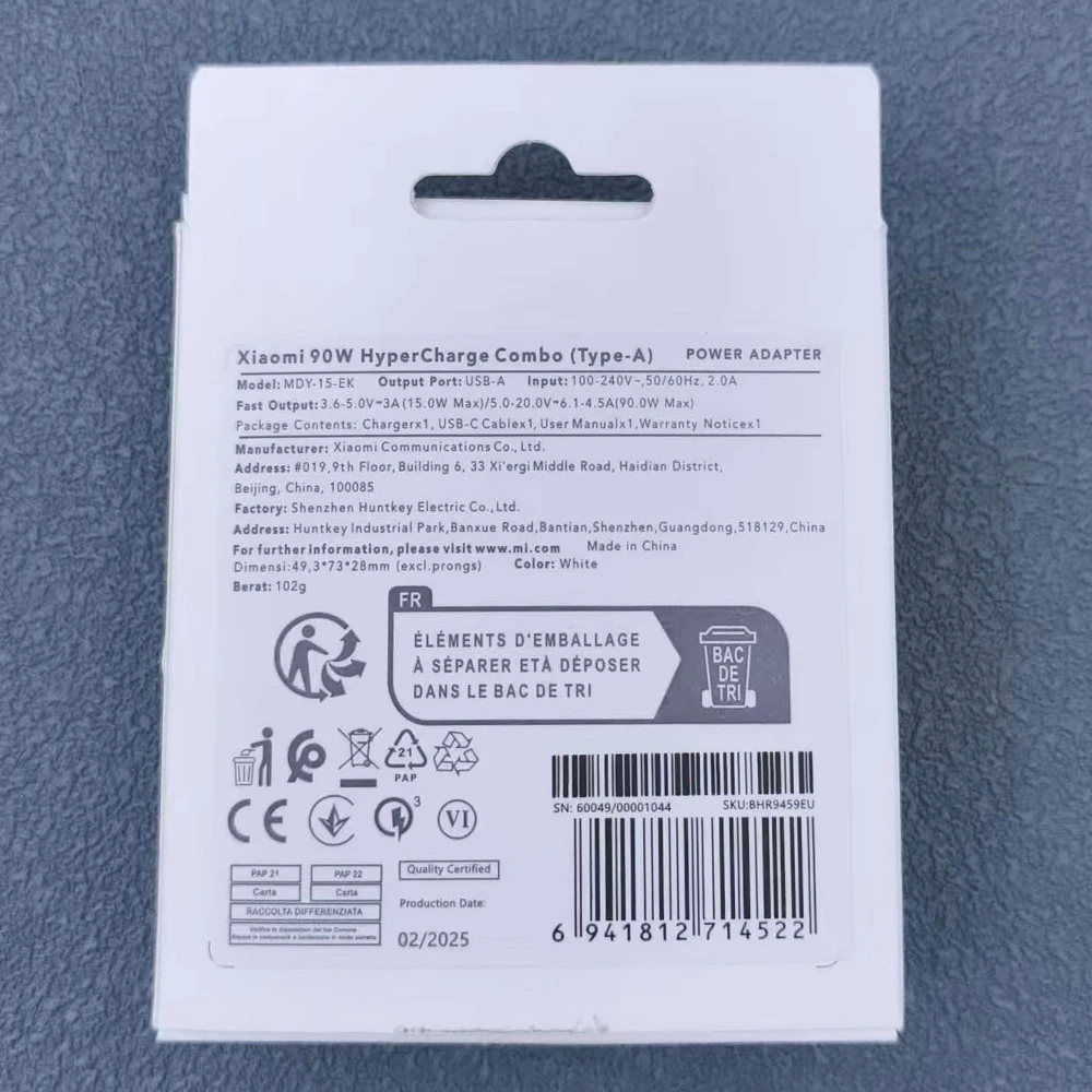 Original Xiaomi 90W GaN EU HyperCharge Combo Turbo adaptador de carga rápida 1M 6A Cable para Mi 15 14 13 12 11 Pro Ultr