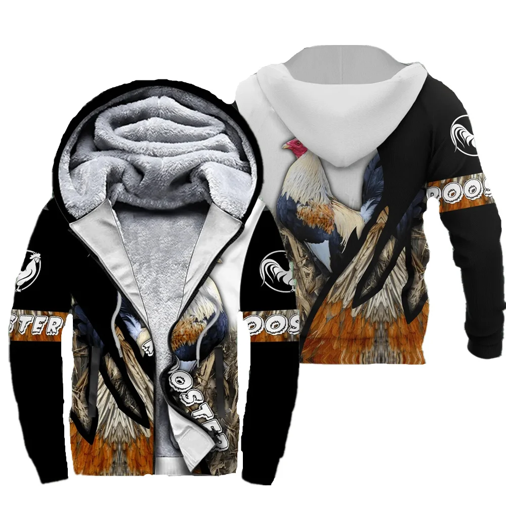 

Men's Zipper Hoodie Love Chicken Tattoo 3D Printing Winter Thickened Zipper Hoodie Unisex Fashion Casual Hoodie Warm Wool Jacket