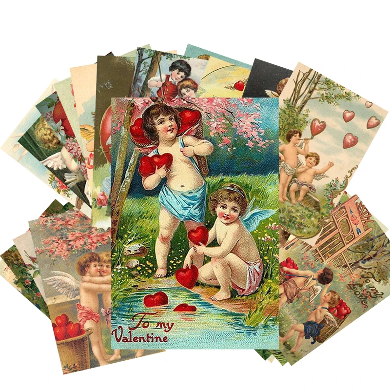 Vintage Victorian Valentine's Day Postcard Greeting Card Happy Valentine's Day Gift Card Wedding Party Decor Valentine Gift 12pc
