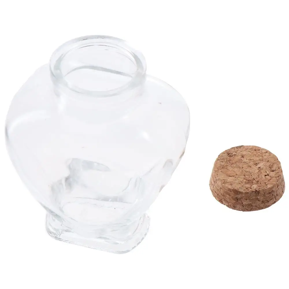 Clear with Cork Stoppers Heart-Shaped Bottle Portable Clear Wishing Bottle Small Empty Glass Jar