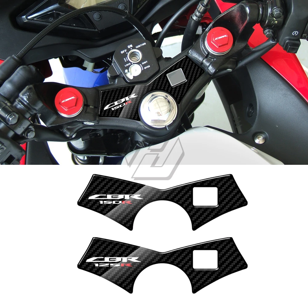 Motorcycle carbon look Decal Pad Triple Tree Top Clamp Upper Front End Sticker For Honda CBR125R CBR150R 2010-2017